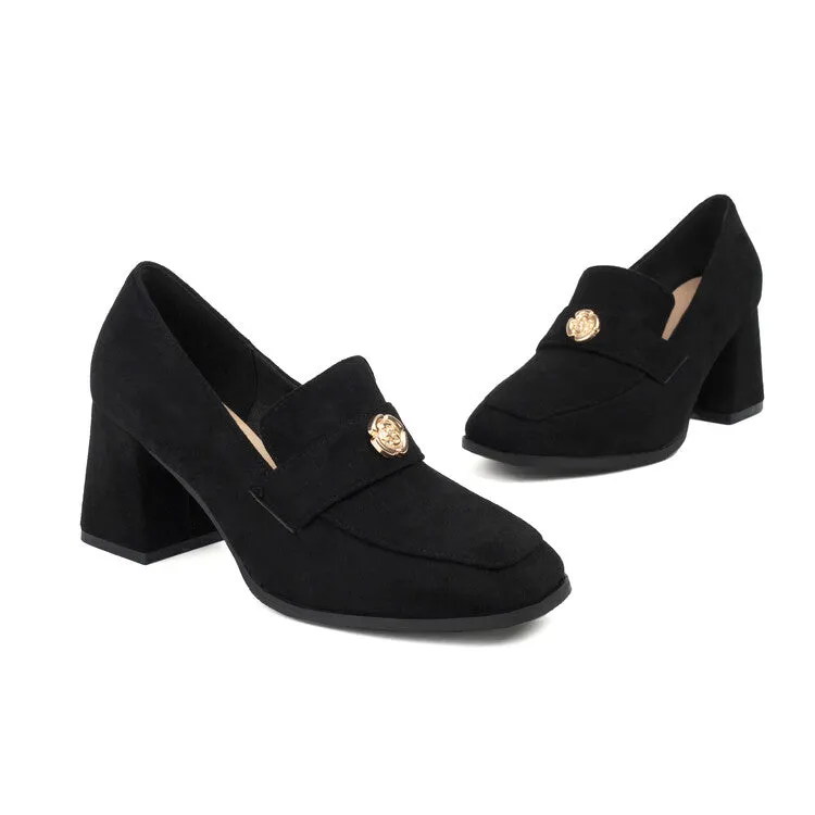 Women's Square Toe High Heel Loafers